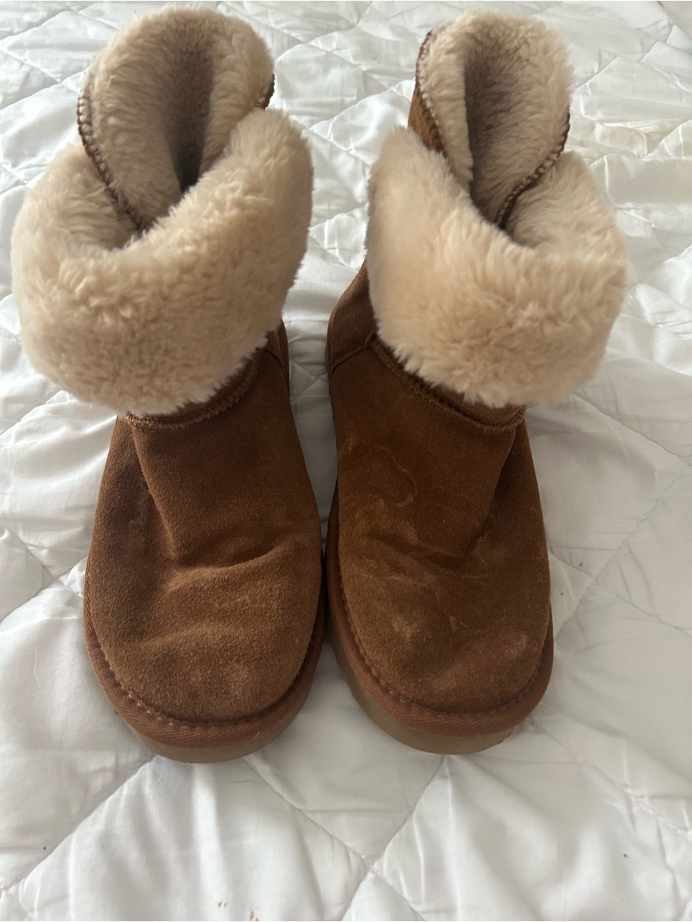 Kids Cozy Tan Suede Winter Boots with Plush Shearling Cuff